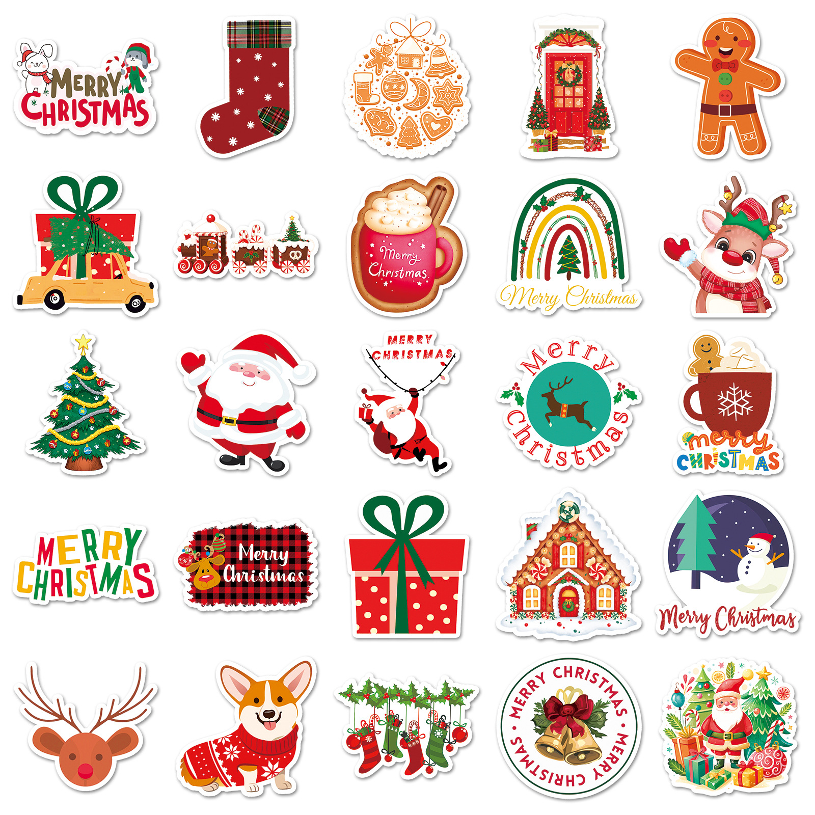 1 Set Quantity 1 Set Christmas Tree Christmas Socks Elk Christmas Christmas PVC Self-adhesive Cute Stickers