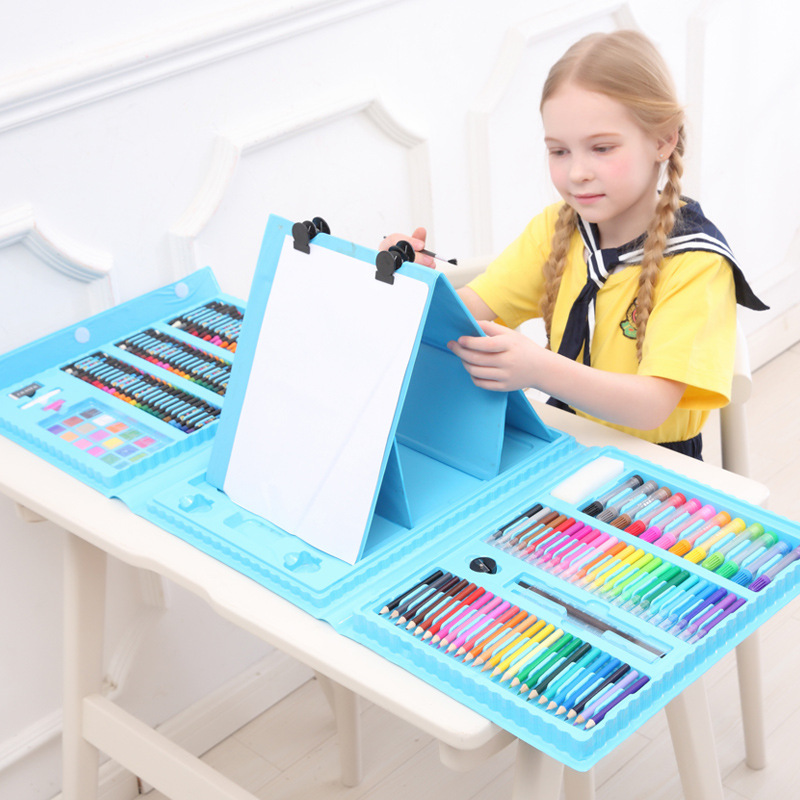 Pintura con caballete traje caja de regalo 176 unidades herramientas de dibujo 208 piezas arte conjunto caja acuarela pluma Día DE LOS NIÑOS regalo