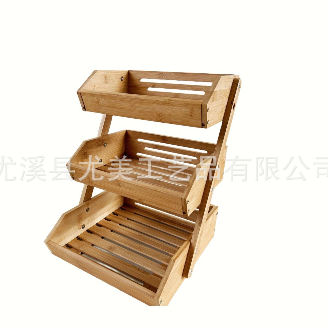 Cesta de frutas de tres capas de bambú cocina doméstica cesta de drenaje de almacenamiento de frutas y verduras Hotel estante de almacenamiento de verduras multiusos