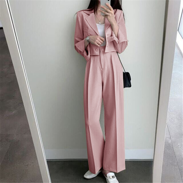 新品2022春夏秋季网红休闲英伦风小西套装女士短款韩版西服上衣详情27