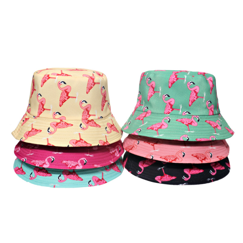 392g Weight Bucket Hat Hats Type Daily Occasion Women's Fashion Flamingo Sewing Flat Eaves Bucket Hat