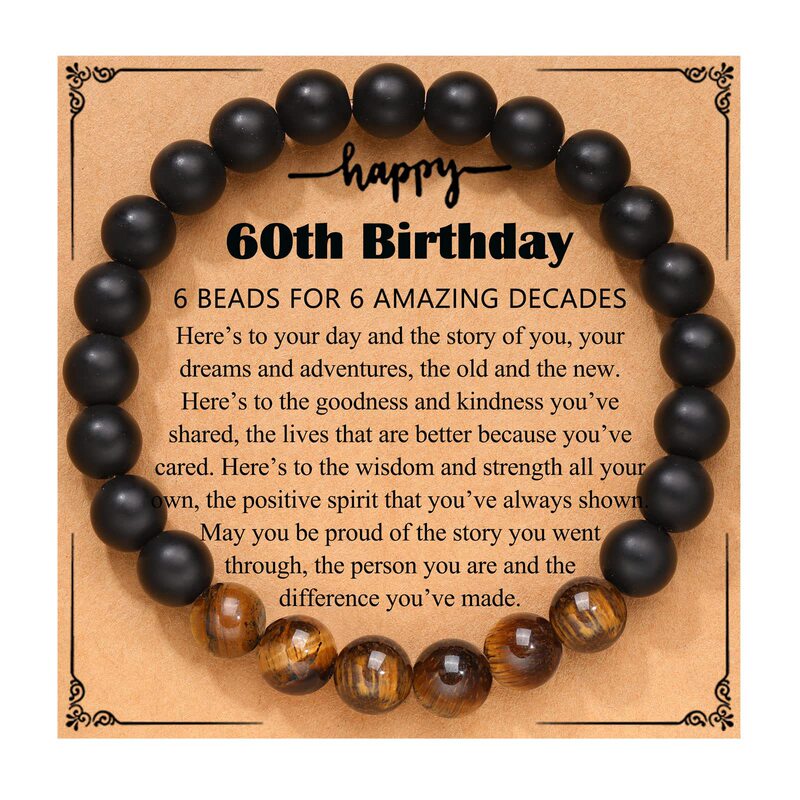 Amazon's Best-Selling Frosted Black Agate Tiger's Eye Beaded Bracelet Birthday Gift Bracelet Card Handmade