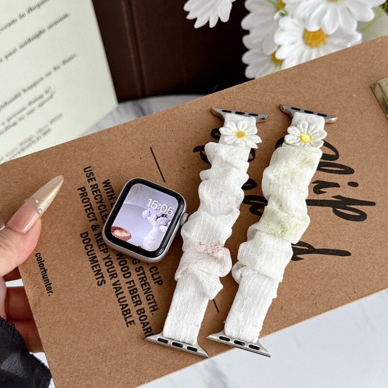 Little Daisy Elastic Hair Band Strap Suitable for Apple Watch 10 11 Huawei 11 Fit5 Gt6 Xiaomi 10 Wristband
