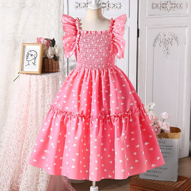 Детское платье для девочек, оптовая торговля, летняя коллекция 2025 года, европейский и американский стиль, милое платье-принцесса с бретельками
