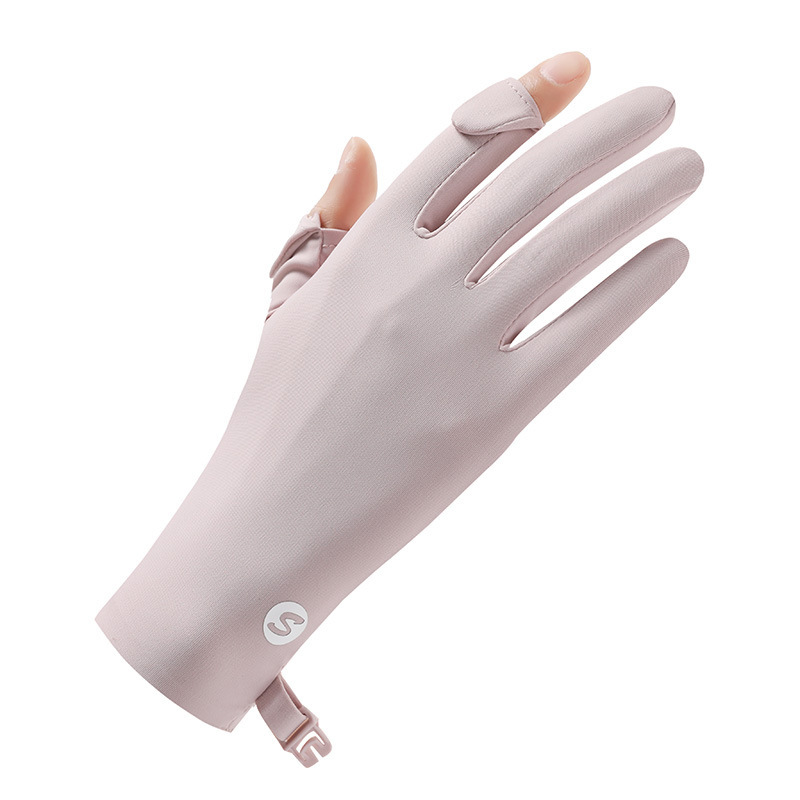 Guantes de verano para mujer, sensación de frío al aire libre transpirable, protector solar, dos dedos, conducción cómoda, conducción, guantes de dedos completos