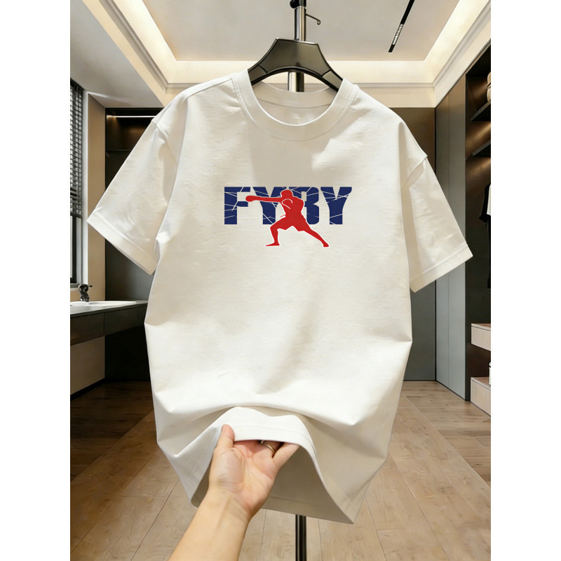 European and American Heavyweight Pure Cotton Short-Sleeve T-Shirt for Men, Summer 2026 New Style Top, National Trend Unisex Couple Style Heavyweight T-Shirt for Men European and American Heavyweight Pure Cotton Short-Sleeve T-Shirt for Men, Summer 2026 New Style Top, National Trend Unisex Couple Style Heavyweight T-Shirt for Men