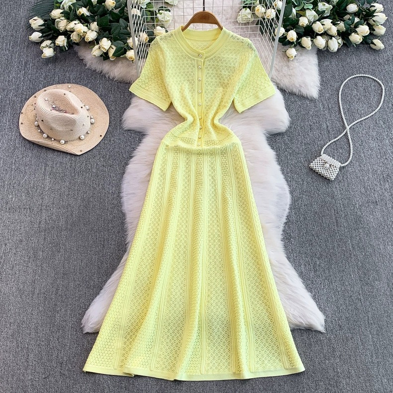 A French-Style Summer New Luxury Design Long Dress, Cross-Border European and American Women's Fashion, Elegant Socialite Short-Sleeve Dress A French-Style Summer New Luxury Design Long Dress, Cross-Border European and American Women's Fashion, Elegant Socialite Short-Sleeve Dress