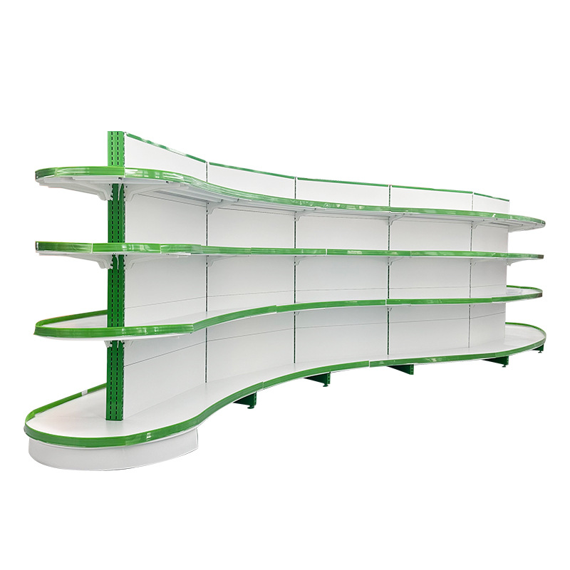Estantes de supermercado personalizados en forma de S estantes de tiendas de conveniencia estantes de exhibición de estantes de supermercado de Zhongdao