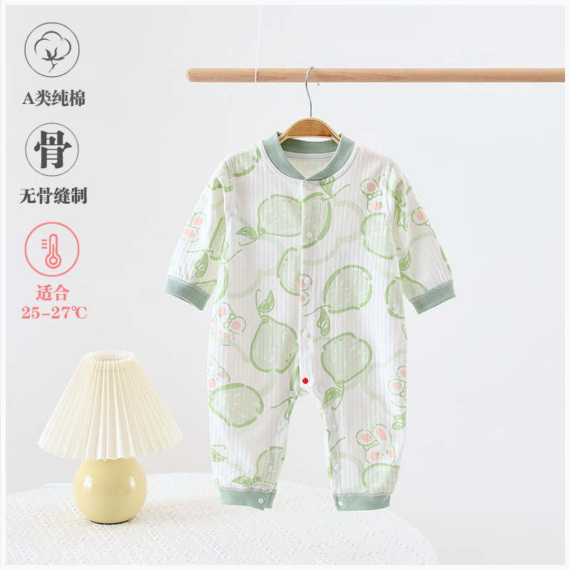 Newborn New striped cotton wool jumpsuit long-sleeved romper baby spring and autumn class a jumpsuit romper