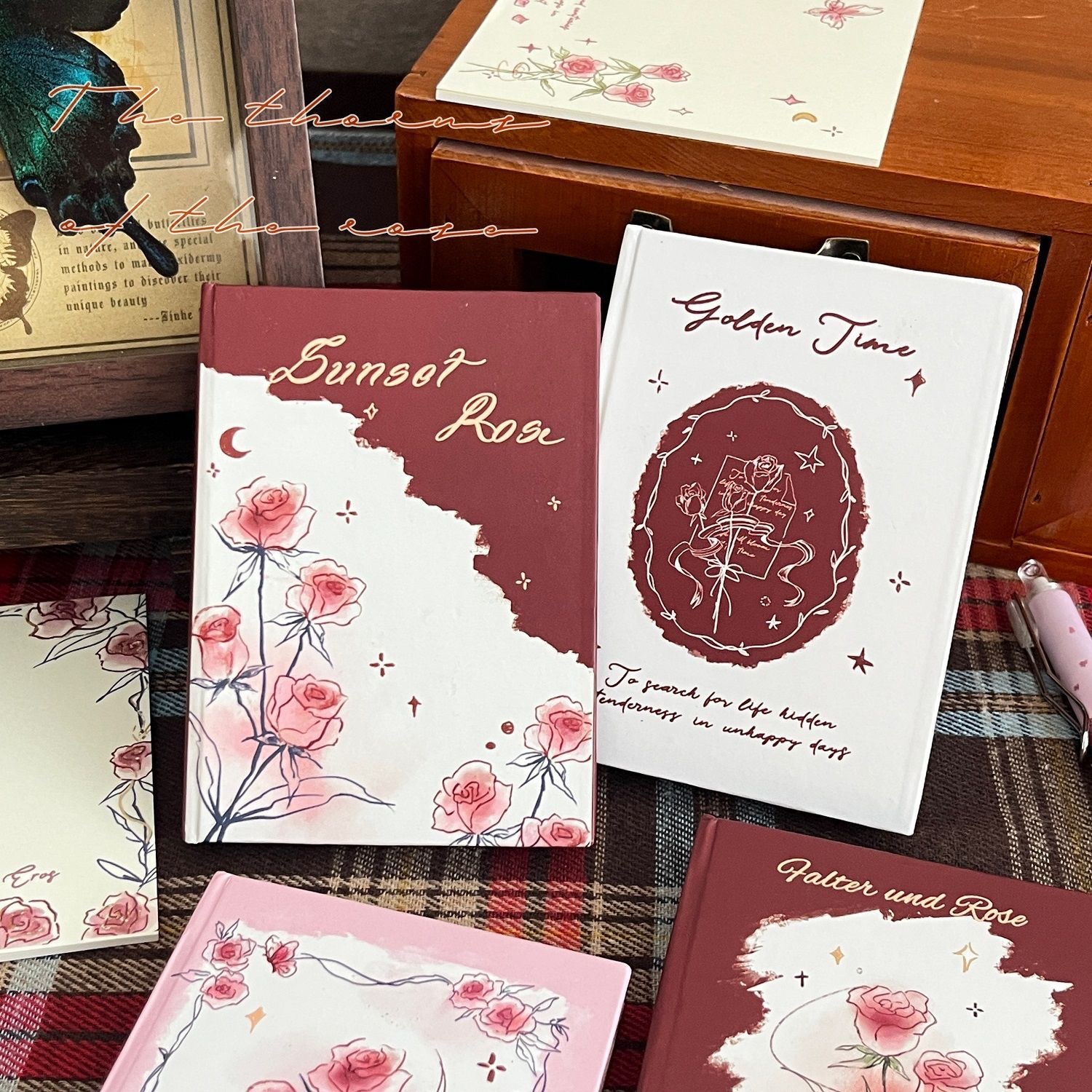 Cuaderno de alto valor retrógrado rosa A7 páginas de color cubierta dura para estudiantes cuaderno de bolsillo portátil barato especial