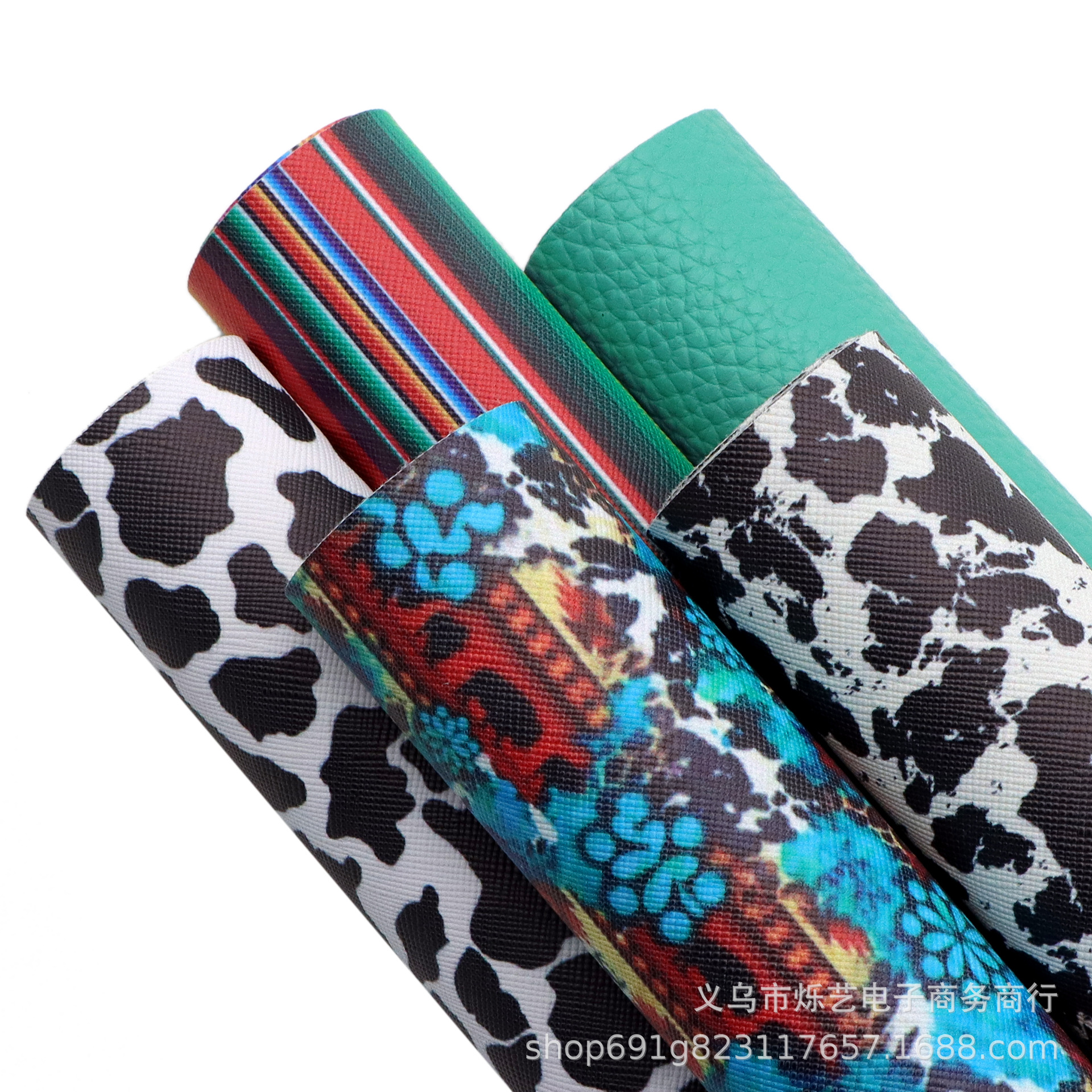 20*33cm奶牛纹人造皮革套装PVC皮革DIY蝴蝶结包包材料,1Yc67288