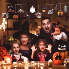 新品ハロウィン木製ペンダントかぼちゃ魔女幽霊カラスペンダント適用ハロウィンパーティー衣装
