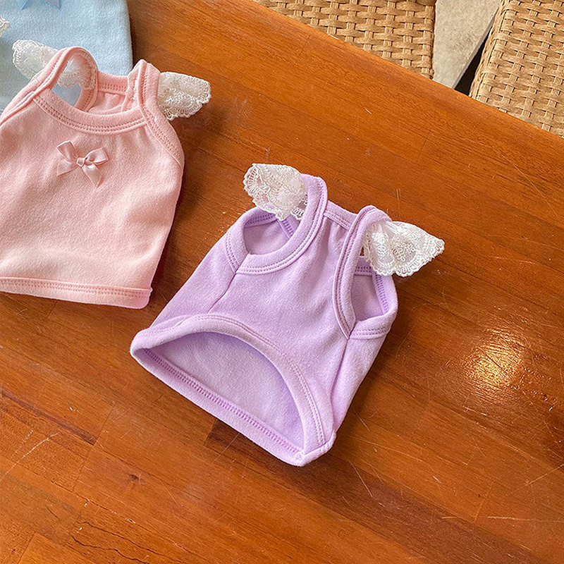 Primavera y verano perros princesa coreana color caramelo de encaje chaleco de manga volante gato Teddy Bo Mei ropa de mascotas