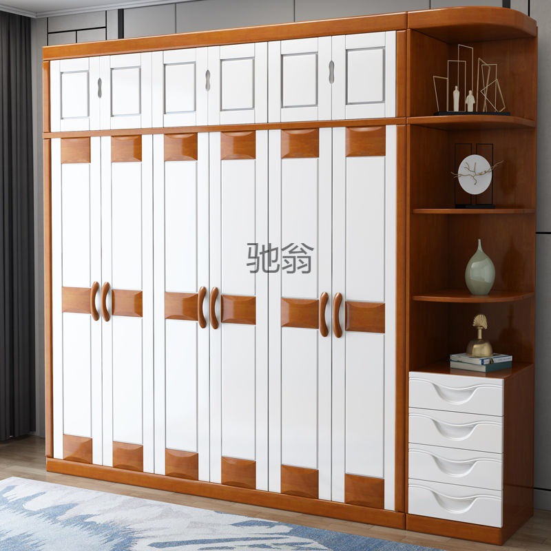 Yu全实木衣柜白色地中海地中海风格家具全套现代简约家用卧室组合
