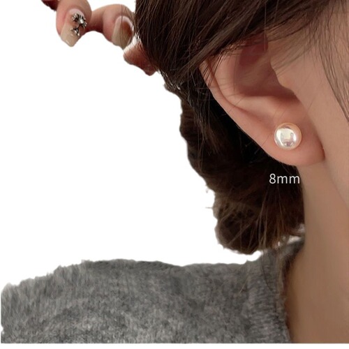 imitation 925 silver needle bun pearl large earring for women 2024 new design earrings unique design earrings trendy