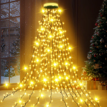 跨境新款光环圣诞树装饰灯串LED彩灯带圣诞节户外庭院太阳能灯