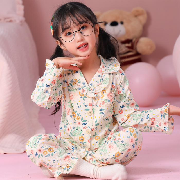 Pijama de niñas de manga larga primavera y otoño espuma ropa casual infantil princesa niña tesoro set de ropa para el hogar