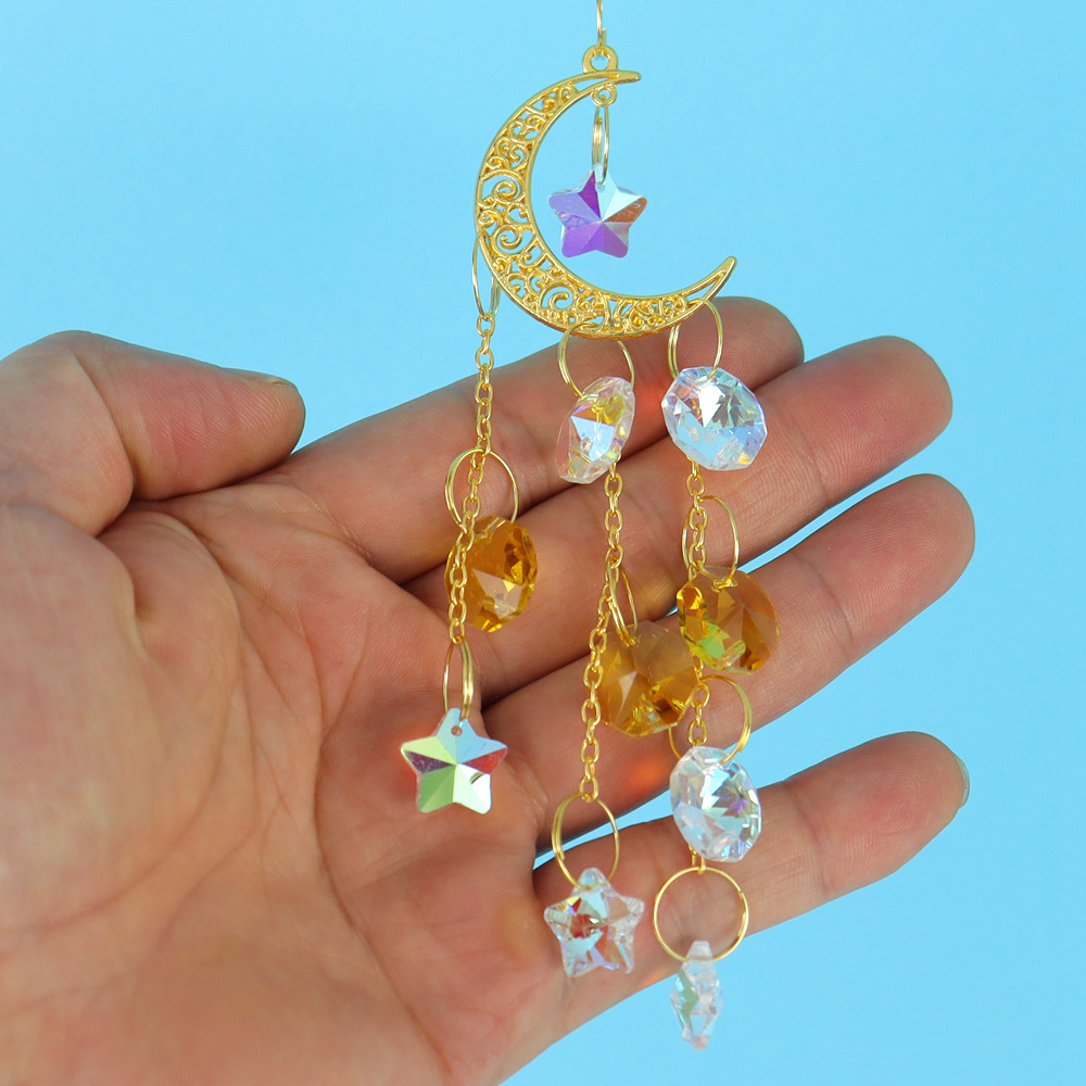 Fashion Style Beaded, Tassel, Beaded, Tassel Craft Fashion Sun Moon Agate Suncatcher Wind Chime Hanging Ornaments