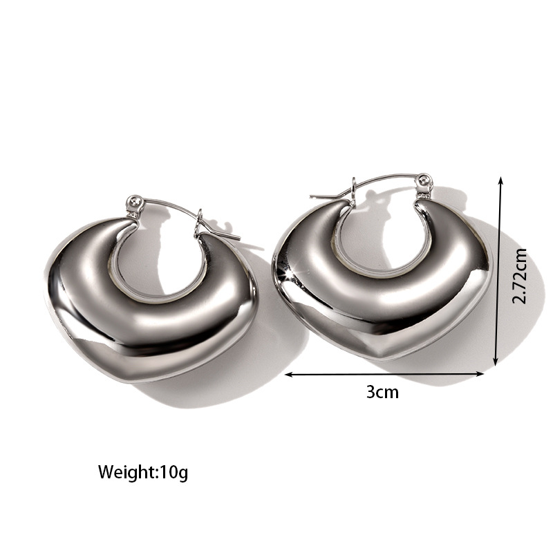8g Weight 304 Stainless Steel Ear Needle Material Hoop Earrings, Ear Studs Classification 1 Pair Quantity Holiday, Outdoor, Daily Occasion 304 Stainless Steel Material C Shape, Round, Solid Color Pattern Women's Gender Plating Design Basic, Retro, Classic Style Style 1 Pair Basic Retro Classic Style C Shape Round Solid Color Plating 304 Stainless Steel Hoop Earrings Ear Studs 8
