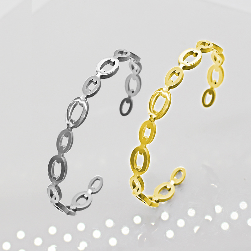 Retro Geometric Stainless Steel Plating Bangle 1 Piece