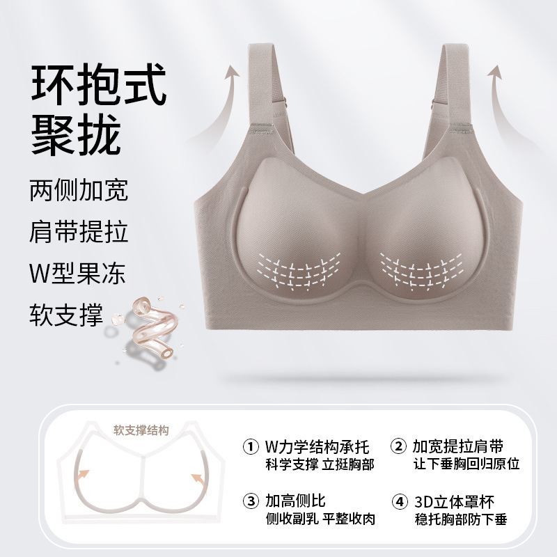 薄款无痕内衣女大胸显小显瘦无钢圈超薄透气收副乳防下垂聚拢大码|undefined