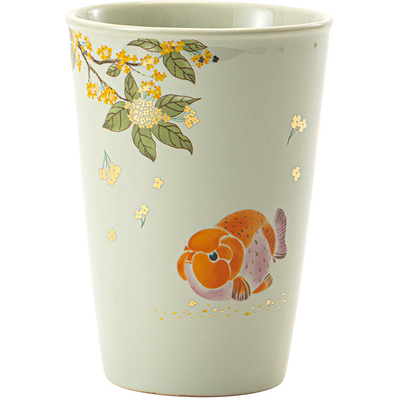 草木灰金鱼茶杯可乐杯主人杯品茗杯功夫茶杯单杯陶瓷喝水杯大容量|undefined