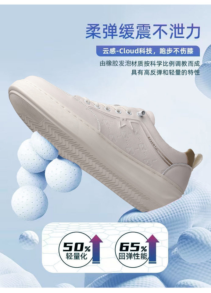 Giày lười nam da bò lớp đầu, sneaker casual da thật dễ phối đồ, gót thấp 1–3 cm — Màu trắng, màu đen chi tiết 3