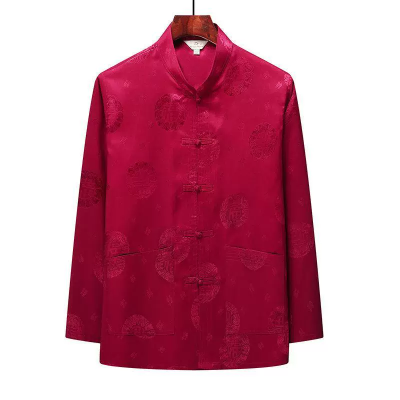 Summer thin silk set for boys for elderly, long-sleeve, Chinese style