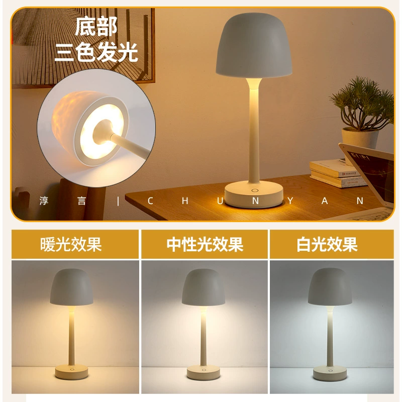 Atmospheric Table Lamp, ABS+Metal USB Rechargeable Projector Night Light, Remote & Touch