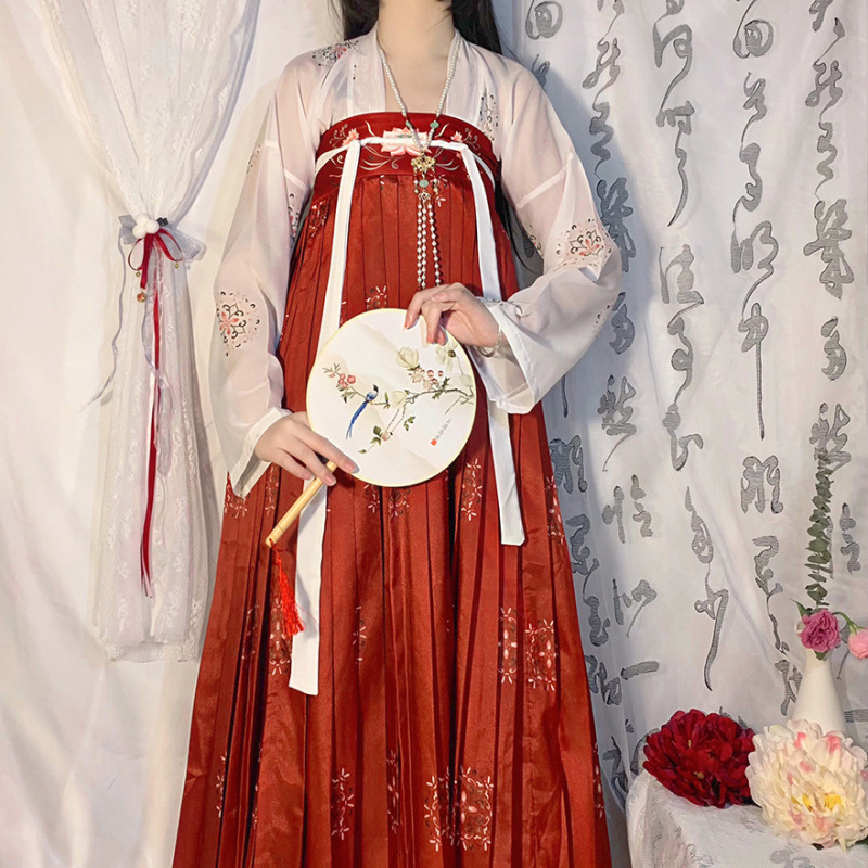 オリジナル本物の漢服女性中国風唐胸丈スカート夏スーパー妖精キャベツフルセット古代衣装|undefined