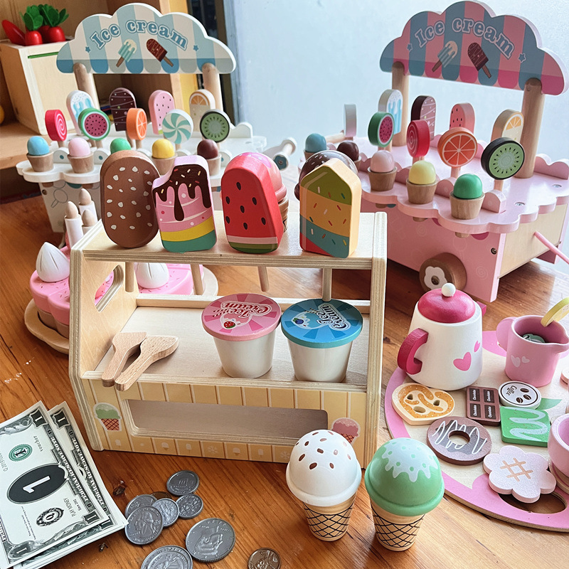 Cross-Border Children's Wooden Pretend Play Ice Cream Machine and Snack Stand Role-Playing Kitchen Toy Cross-Border Children's Wooden Pretend Play Ice Cream Machine and Snack Stand Role-Playing Kitchen Toy