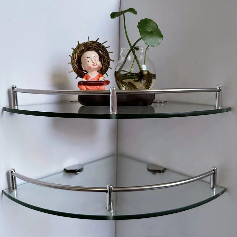 Baño de acero inoxidable galvanizado sala de ducha 34 capas de esquina de ventilador triangular estante de almacenamiento de vidrio