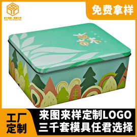 四色印刷方形饼干铁盒定做 彩色马口铁饼干盒咖啡豆定制密封礼盒