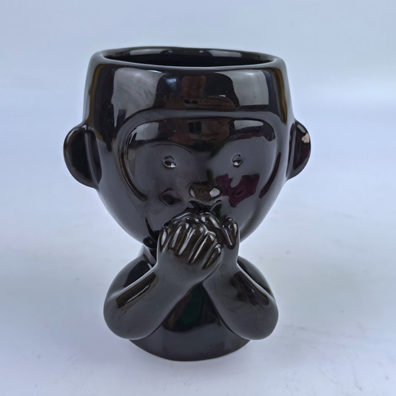 Maceta de cerámica nórdica, maceta de mesa familiar, maceta decorativa, maceta de cerámica pequeña, maceta de flores de mono de tres no, maceta hidropónica