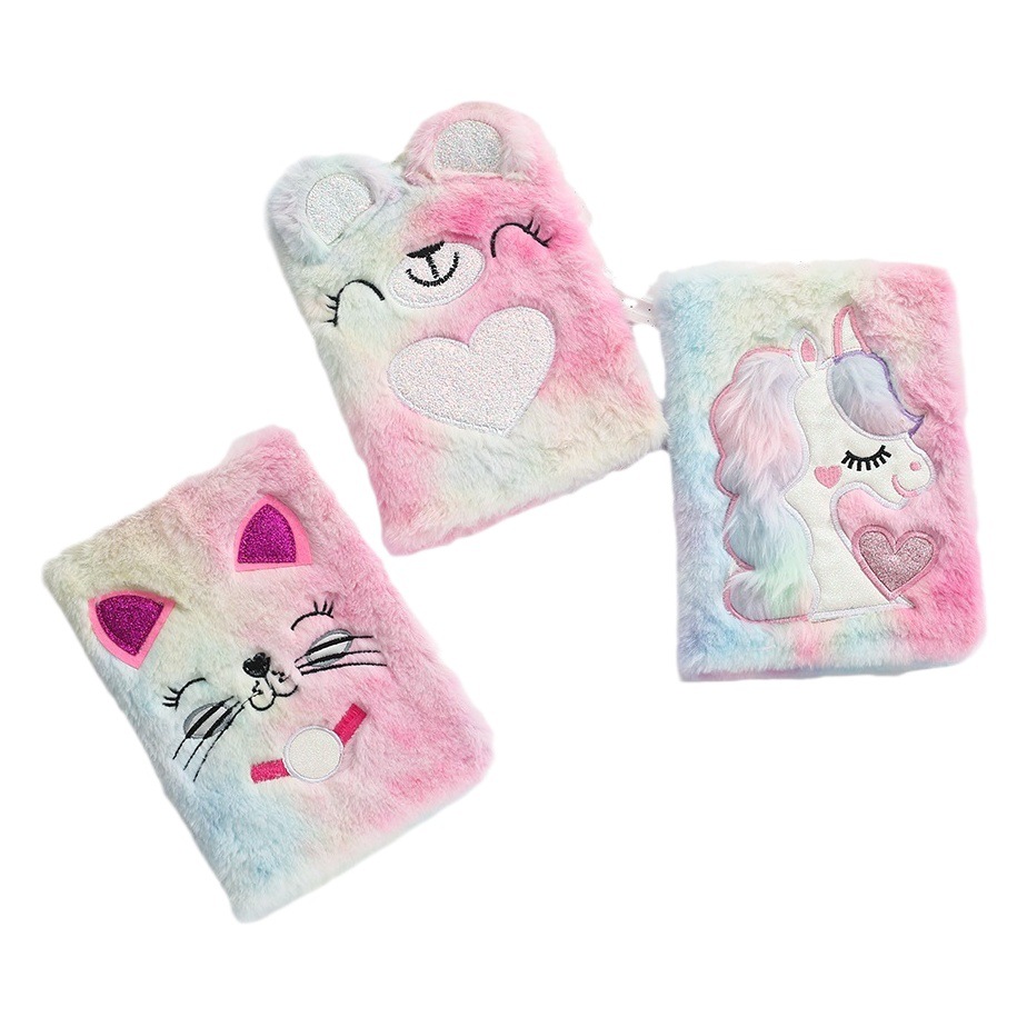 Cuaderno de felpa A5 Bloc de notas de comercio exterior transfronterizo cuaderno de felpa bordado creativo lindo cuaderno de dibujos animados