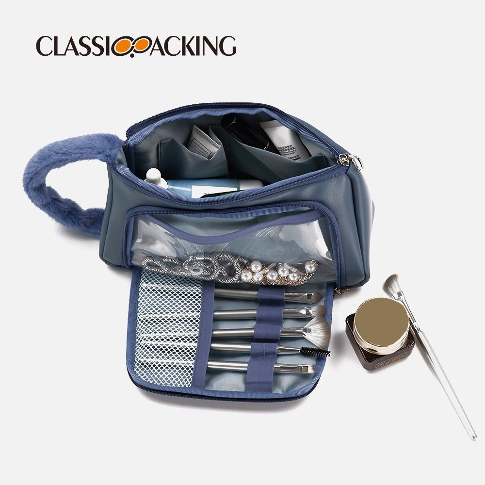 Internet celebridad de alto grado pu felpa bolso simple cuidado de la piel bolsa de almacenamiento portátil de viaje bolso cosmético de las mujeres