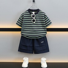 C 14726 Boys Striped Short Sleeve Set ��ͯ�l�y�������b