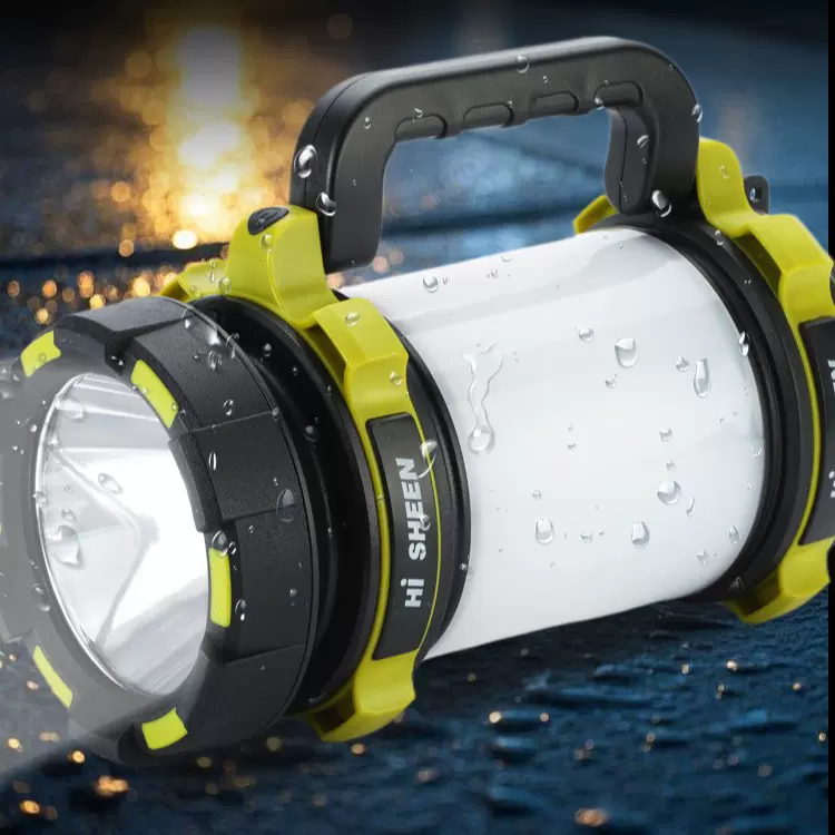 跨境户外野营灯手提灯登山钓鱼探照灯防水巡逻充电手电筒强光续航