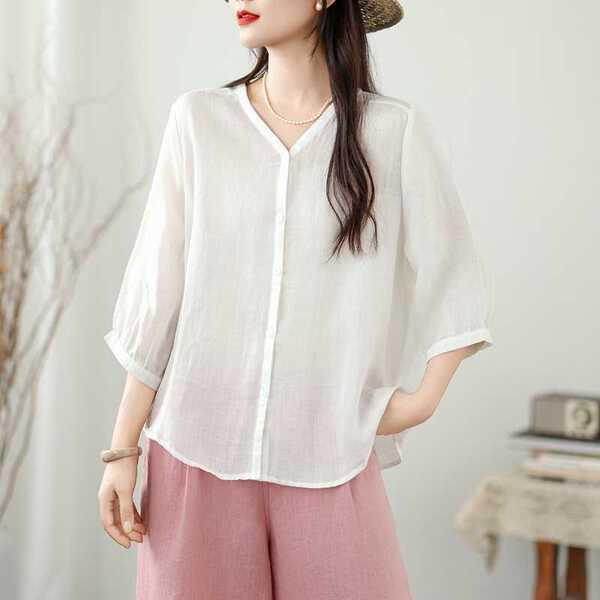 Summer thin solid color shirt