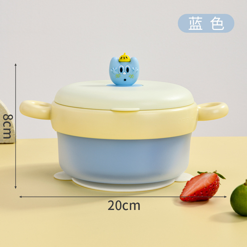 Tazón de aislamiento térmico de acero inoxidable desmontable para bebés Tazón de alimentación suplementaria anti-escaldado con ventosa Tazón de alimentación para bebés Cartoon