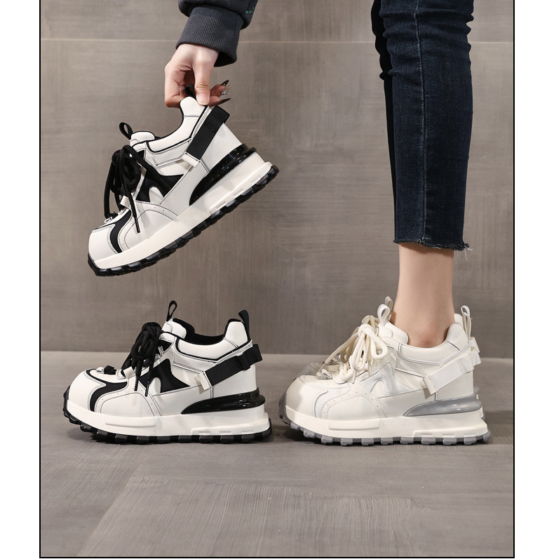 Giày sneaker nữ đế dày tăng chiều cao phong cách dad sneaker — màu trắng chi tiết 17