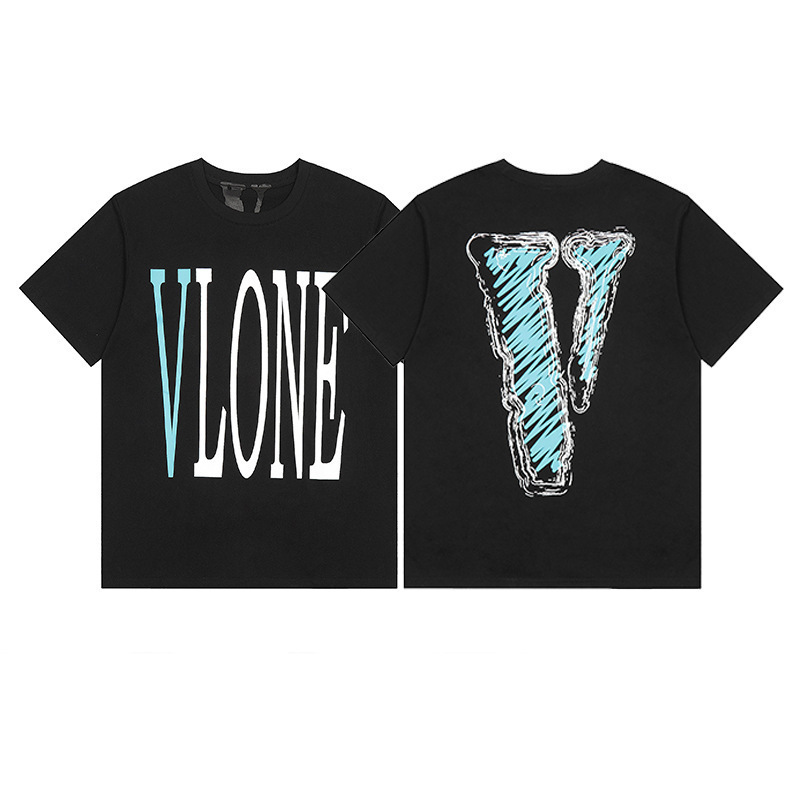 外単VLONE FOG潮牌大v字母Logo桜半袖スケッチ刺繍唇印落書きプリントtシャツ|undefined