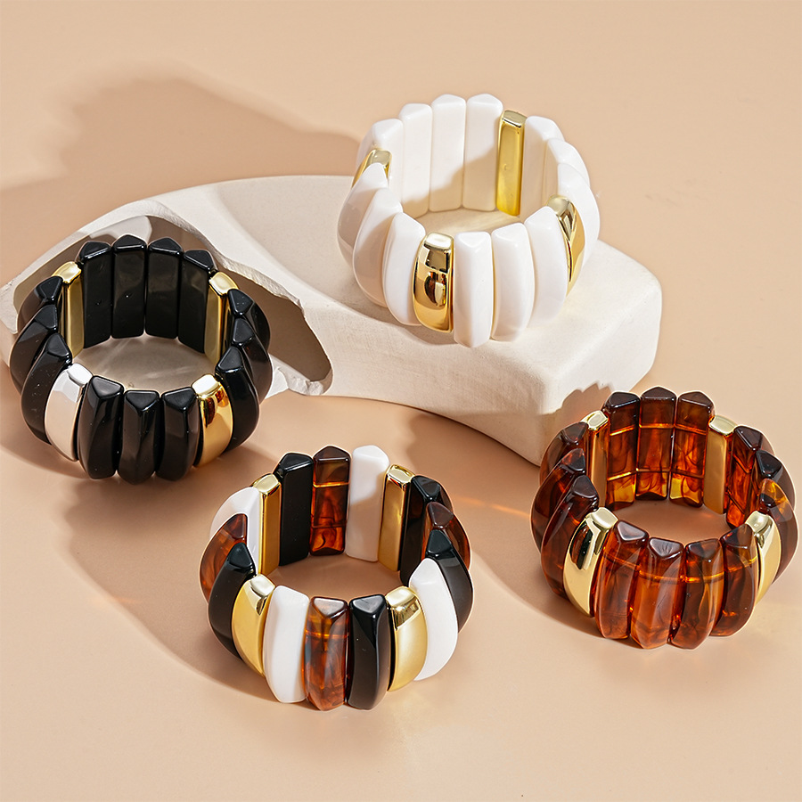 Pulsera geométrica con costuras irregulares de acrílico europeo y americano, personalidad retro, temperamento exagerado, sentido avanzado, joyería de nicho femenina