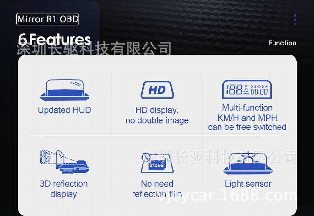 Car Obd Head-Up Display Car Hud Universal Speedometer Water Temperature Speed Low Voltage Alarm Smart Computer