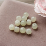 新疆和田玉晴水色老型珠散珠手链项链diy配件玉珠子手串项链串珠