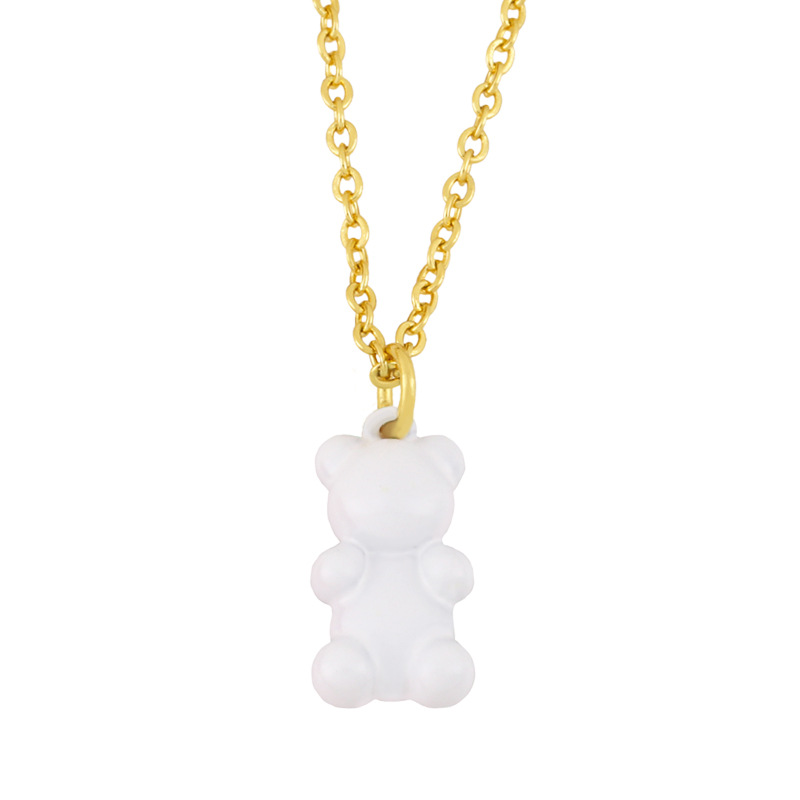 wholesale jewelry color bear shape pendant coppernecklace nihaojewelry
