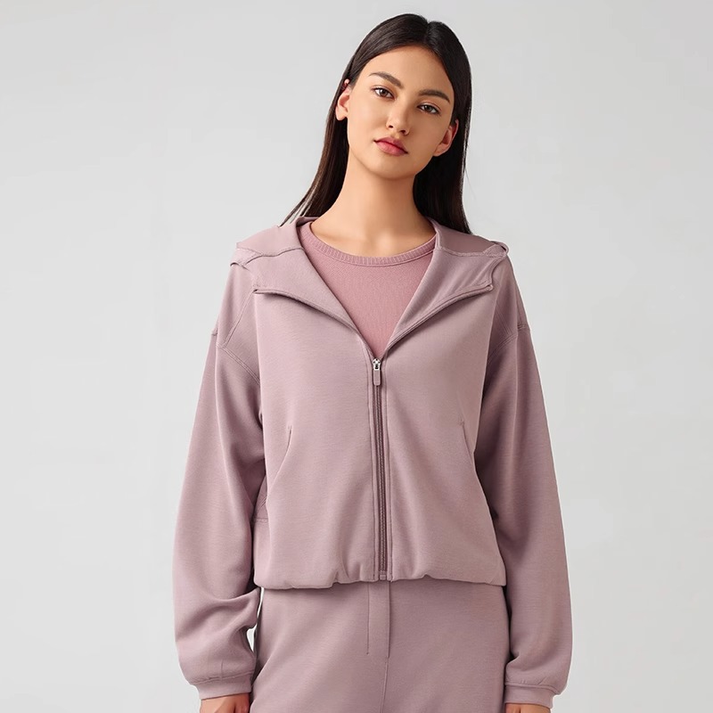 Nuevo deportivo encapuchado con cremallera cardigan suelto camiseta casual mujer versátil perezosa carrera chaqueta de entrenamiento abrigo