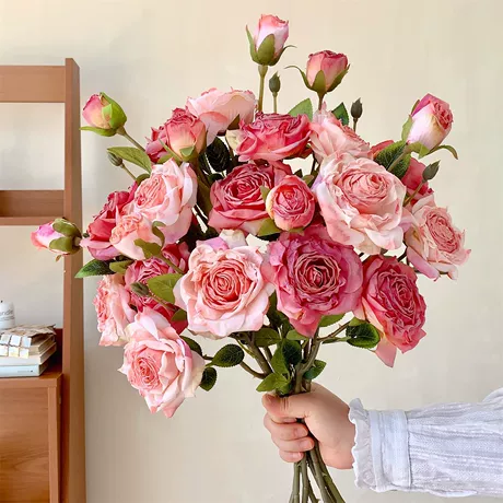 sang trọng fa shi kao bian3 bông hoa hồng hua can zhuo sang trọng tinh tế bai hua hoa giả bó hoa trang trí đồ trang trí kua jing bán sỉ