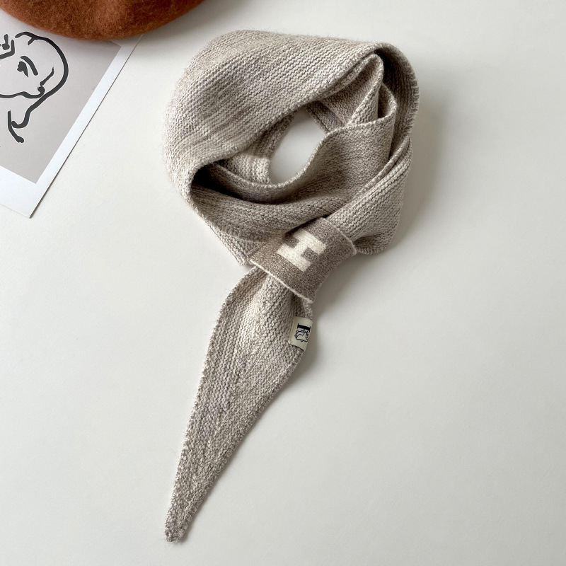 Lana de punto pequeña bufanda para las mujeres otoño e invierno estilo coreano versátil perezoso Cruz engrosada caliente cuello protección bufanda oído toalla