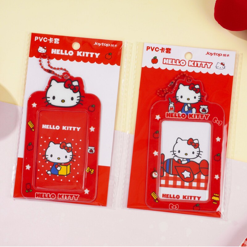 Yuemu 本物のハローキティ小さなカードホルダーかわいい漫画学生 PVC バッジ ID カードホルダー防水展示会証明書|undefined